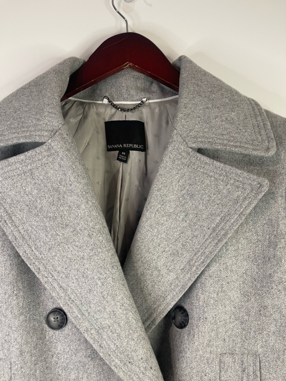Banana Republic Light Gray Double-Breasted Pea Coat - Picture 5 of 12